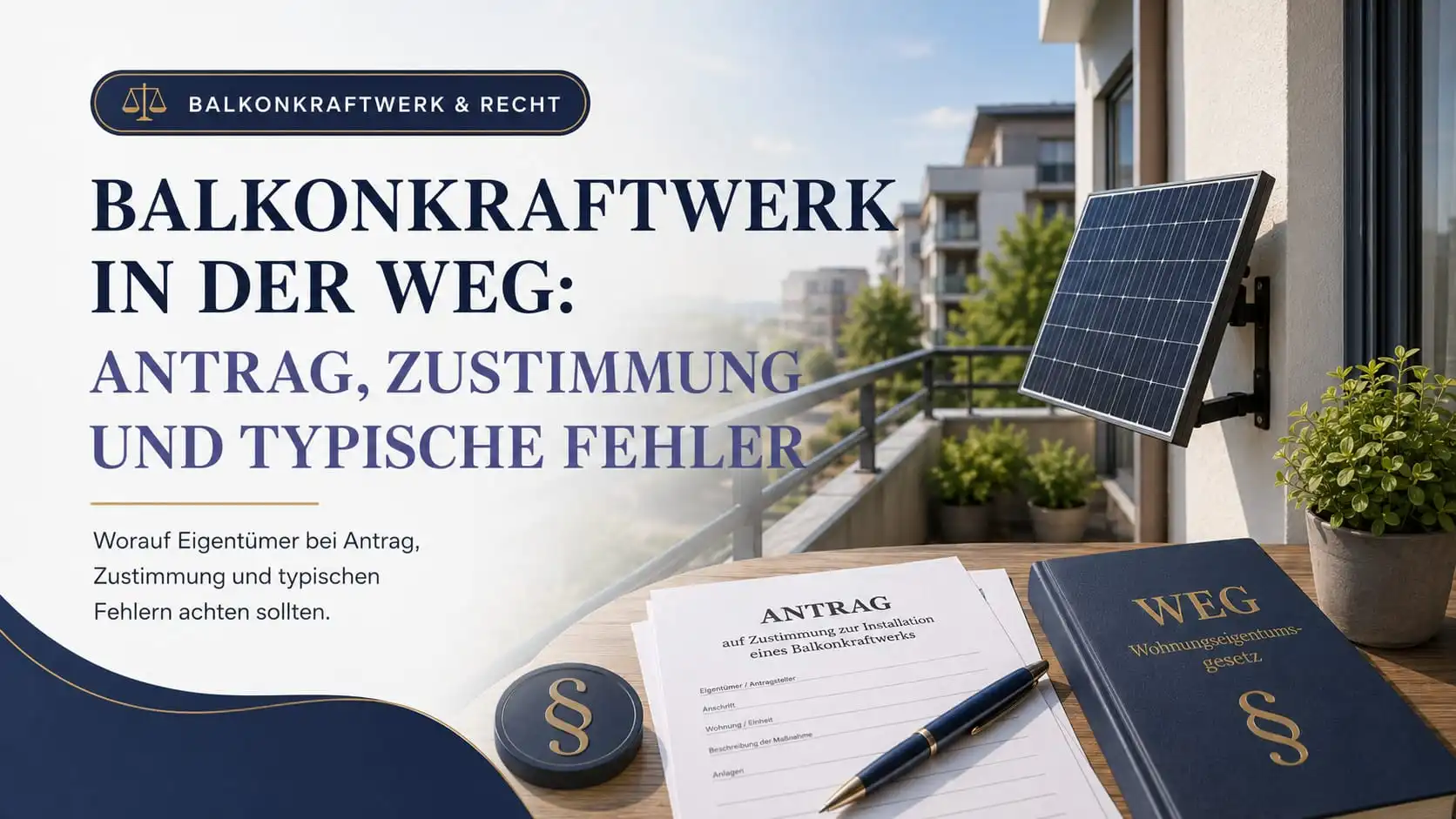 Balkonkraftwerk in der WEG: Antrag, Beschluss, Zustimmung und typische Fehler 1 Balkonkraftwerk in der WEG: Antrag, Zustimmung und typische Fehler