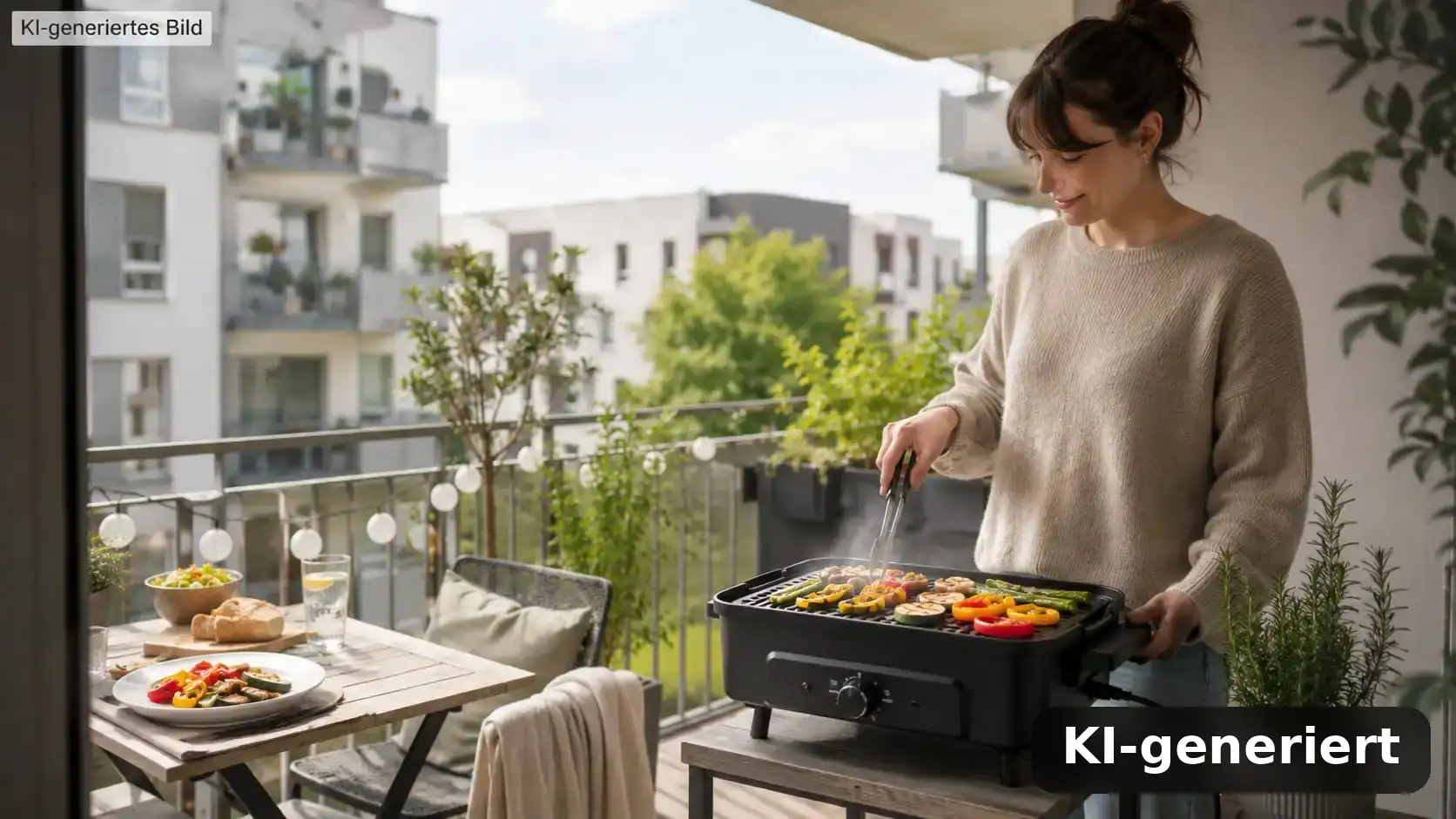 Elektrogrill auf dem Balkon in der Mietwohnung: Erlaubt, sinnvoll und nachbarfreundlich (KI-generiert)