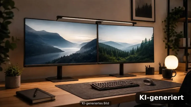 Monitorlampe bei zwei Monitoren (KI-generiert)