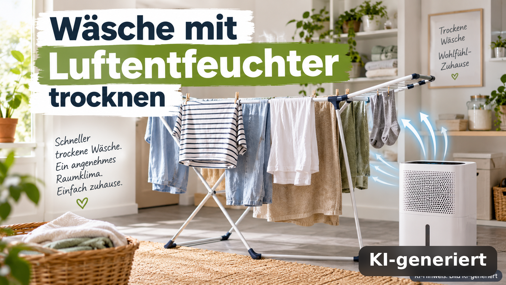 Wäsche mit Luftentfeuchter trocknen HolsteinShops.de (KI-generiert)